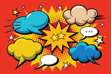 Vibrant Comic Book Speech Bubbles A Collection of Colorful Pop Art Elements