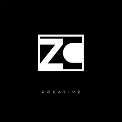 ZC Negative Space Logo – Minimalist Black & White Monogram for Creative Branding, Fashion, Identity & Modern Logo Design	