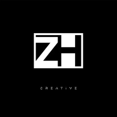 ZH Negative Space Logo – Minimalist Black & White Monogram for Creative Branding, Fashion, Identity & Modern Logo Design	