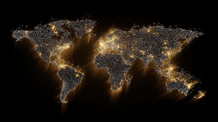 Glowing world map showing global digital network connections
