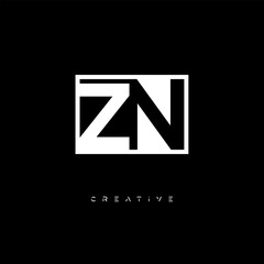 ZN Negative Space Logo – Minimalist Black & White Monogram for Creative Branding, Fashion, Identity & Modern Logo Design	