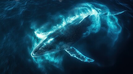 Majestic whale surfacing in vibrant ocean depths