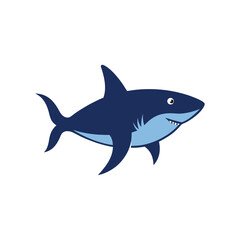 simple flat design shark silhouette, color shark fish vector icon
