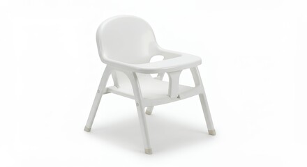 White plastic high chair for baby