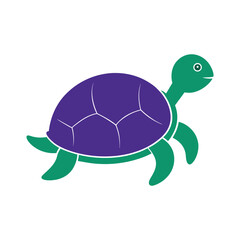 simple turtle color silhouette on white background