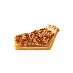 Delicious Slice of Pecan Pie with Caramel Glaze