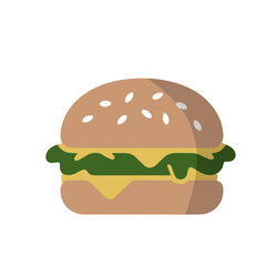 Delicious Burger Illustration, Flat Style, Vector Design