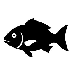 Black silhouette fish illustration, vector graphic design element