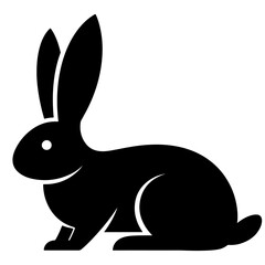 Black Rabbit Silhouette, Vector Illustration, Simple Design