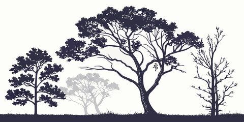 Tree and flower vector 