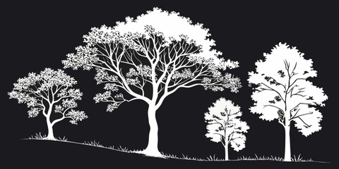 Tree and flower vector 