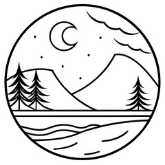 Moonlit Calm Vector Art