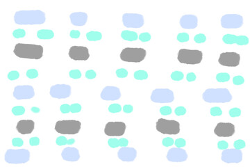 Set of brown, indigo and light green brushed blocks following a horizontal path. Texture illustration. White background. Abstract texture