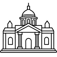 Classic Building Line Art Vector Illustration Elegant Architecture Design for Projects, Websites, and Presentations