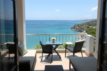 Serene hotel balcony sea view