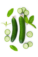 Fresh and tasty cucumber isolated on white background