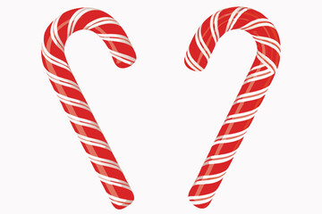 Two Red and White Striped Candy Canes on Light Pink Background