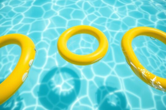 Bright Yellow Pool Rings in Water