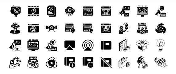 Black Glyph Icons Digital Marketing Advertising Bundle 60