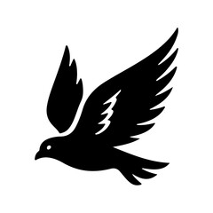 Black silhouette of a bird in flight, vector illustration