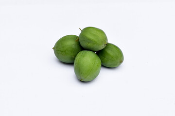 Castor fruit (Jatropha curcas) white background, Ricinus communis