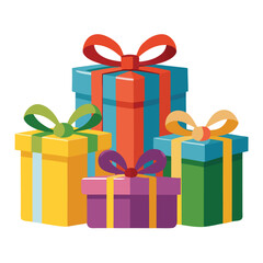 Colorful Stack of Gifts with Ribbons for Celebrations and Holidays