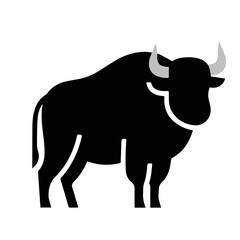 Black Bull Silhouette Vector Illustration, Farm Animal Icon Design