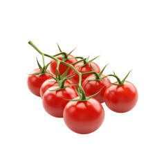 Vine of Fresh Red Cherry Tomatoes Isolated on Black Background