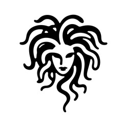 Black and white Medusa illustration, vector graphic design element