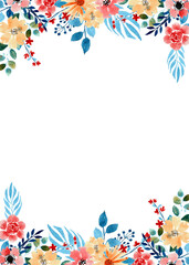 Watercolor flowers background vector for design.