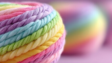 Colorful yarn balls in soft hues arranged creatively for crafting projects during a serene afternoon