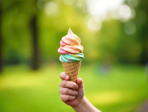 Ice cream in park on summer day