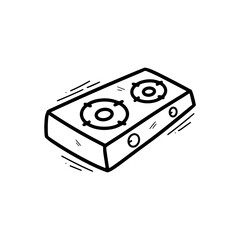 Hand Drawn Gas Stove Illustration. Doodle Vector. Isolated on White Background - EPS 10 Vector