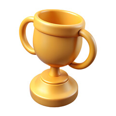Golden trophy cup 3d render isolated on transparent background