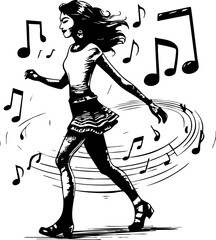 Joyful girl dancing to music in urban street dynamic environment playful viewpoint vibrant for seo impact