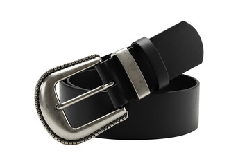 Stylish Black Leather Belt with Antique Silver Buckle Western Fashion Accessory