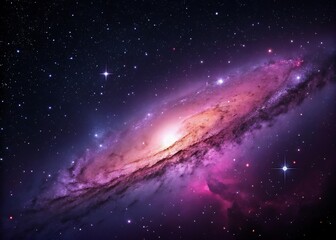 A Stunning Visual Journey Through the Cosmos, Showcasing a Vibrant Galaxy with Swirling Hues of Pink, Purple, and Orange, Intertwined with Countless Stars and Nebulous Clouds of Cosmic Dust