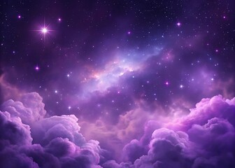 A Breathtaking View of the Cosmos: Deep Purple Nebula Shimmers Among Stars, Evoking a Sense of Wonder and Awe. The Celestial Display Captivates with its Beauty and Mystery