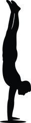 Silhouette gymnast performing handstand balance strength pose vector illustration