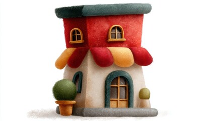 Charming red and green roofed house, a cozy cottage escape in nature's embrace red