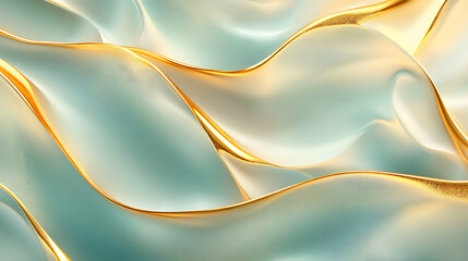 Obraz premium Elegant Abstract Silk Waves with Golden Edges A Luxurious and Sophisticated Background for Design Projects and Presentations This, Background Image, Wallpaper, ai Generated