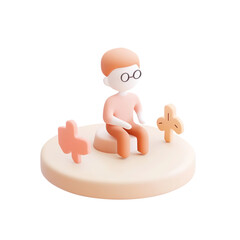 3D Abstract Figures in Collaborative Circle on a Transparent Background