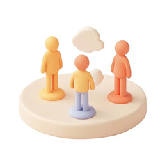 3D Abstract Figures in Collaborative Circle on a Transparent Background