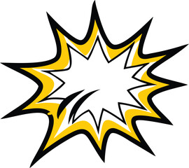 Dynamic Pop Art Explosion: A Vivid Burst of Yellow and Black Energy, Comic Style Speech Bubble to Emphasize Dramatic Impact in Graphic Novel Illustration, Adds Punchy Element to Design