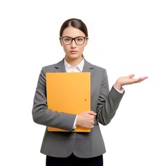 Female Executive with Folder in Elegant Pose