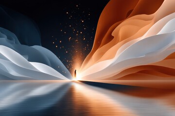 Abstract Representation of Light and Shadows with Human Silhouette
