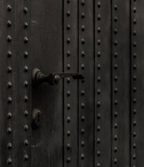 Iron door detail with handle and patterns