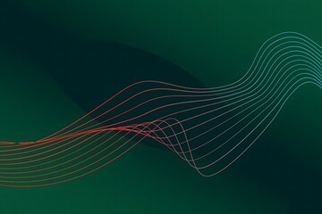 Abstract gradient background with wavy lines flowing across a dark green space