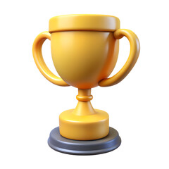 Cartoon gold trophy cup isolated on transparent background