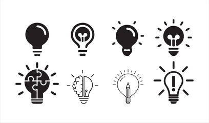 Lamp line icon set. idea generation, light bulb symbol, lamp icon. Victor illustration eps 10